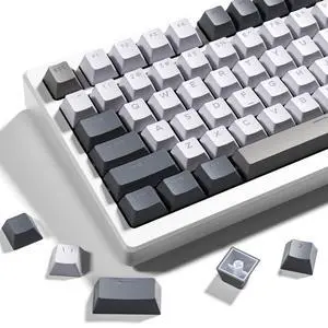 OHY XVX Shine Through Keycaps -133 Keys Cherry Profile Double Shot PBT Keycaps Compatible for 60%/75%/100% Retro Gaming Mechanical Keyboard-Milk Light Gray