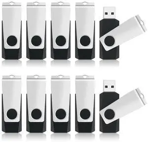 8GB Flash Drive USB Memory Stick 10 Pack, Bulk Thumb Drives Swivel Jump Drives USB Storage Flash Drive with Lanyards, Portable Photo Stick Zip Pendrive Memoria USB2.0 Sticks for Data Storage Backup