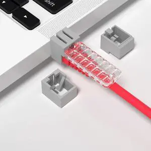 20PCS RJ45 Network Port Blocker and Dust Cover with 1 Key, Network Port Lock, Ethernet Port Protector, LAN Cable Lock for Locking Ethernet Cables, for Offices and Data Centres (Gray)