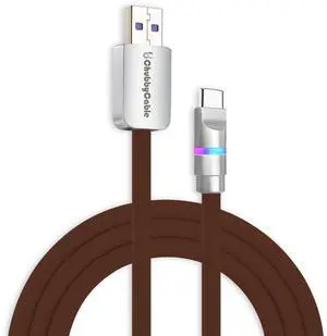 chubbycable Neon Chubby - Fast Charge Cable with Smart Light RGB Color Gradual Light Up 100W Charging Cord LED USB C Cable Compatible with iPhone 17-15 Series, Chocolate, USB-A to Type-C, 0.32 FT