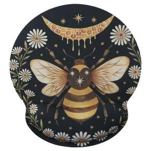 GetCoupon Honey Bee Cute Mousepad, Non-Slip Bottom Memory Cotton Wrist Guard Mouse Pad, Slow Rebound Circular Wrist Rest, Wrist Rest Support