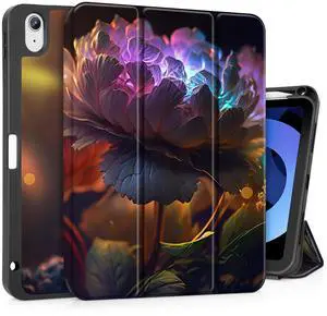 Tuiklol Case for iPad Air 11'' (M3 2025/M2 2024) 7th/6th Gen/iPad Air 10.9 inch 5th/4th Gen 2022 2020 with Pencil Holder,Slim Protective Auto Sleep/Wake Trifold Stand Tablet Cover,Light Flower