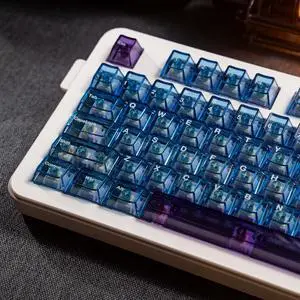 Transparent Blue Keycaps, Backlit Clear Crystal Keycap, Shine Through Keycap,156 Keys PBT Cherry Profile Custom Keyboard Keycap Set, Suitable for 60% 65% 75% 100% Gaming Mechanical Keyboard (Blue)