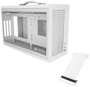 UPSIREN MD-1 Mini Portable ITX Computer Case, MINI-Tower CASE, Full Side Transparent DIY Desktop Case with Handle, Support 380MM GPU Size with PCIE 4.0 Cable (White with Pcie 4.0)
