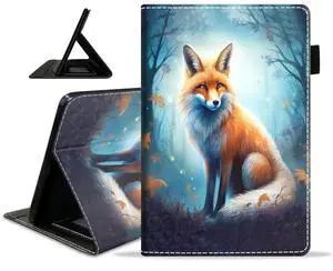 ZXHSBROK Case for Amazon Kindle Fire HD 10 Tablet 10.1 inch (9th/7th Generation, 2019/2017 Release) - Slim PU Leather Stand Folio Cover with Card Slot & Auto Sleep/Wake, Fox