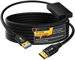 4K USB to DisplayPort Cable 6FT, Unidirectional USB A 3.0 to DP HD Audio Video, Real 4K Chipset, for TV, Projector, Monitor, Only Support Windows 11/10/8/8.1/7 and Mac OS, Note: Need to Install Driver