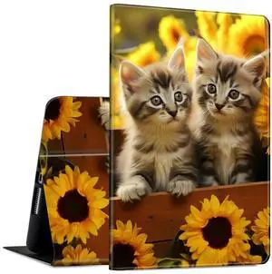 Case for Samsung Galaxy Tab A8 10.5 Inch 2022 PU Leather Slim Folio Lightweight Cover with Smart Auto Wake/Sleep Protective Case for Samsung A8 Tablet SM-X200 /SM-X205 /SM-X207,Sunflower Cat