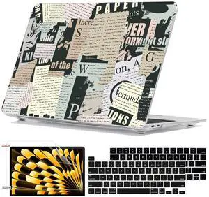 Seanai Scratch-Resistant Hard Shell Case for MacBook Pro 13 inch M2 M1 2025 2022-2016 A2338 A2289 A2251 A2159 A1989 A1706 Touch Bar, Pattern Plastic Laptop Protective Cover, Newspaper Splicing