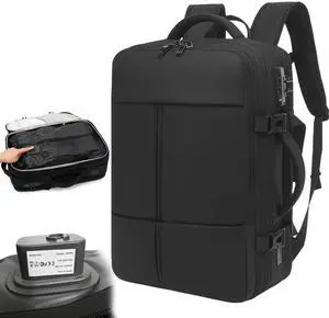 Vacuum Seal Travel Backpack W/Pump Built-in - 60L Water-Resistant Carry-On Vacuum Backpack Travel Bag Expandable Air Compression System with Lock Fits19" Laptop (Black)