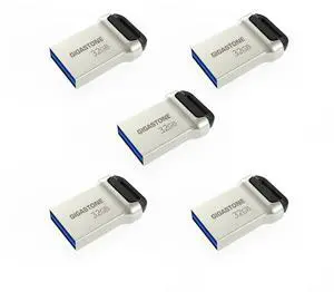 GIGASTONE 32GB Nano Flash Drive (5 Pack) Z90 USB 3.2 Gen 1, 100MB/s Ultra Fast, Super Lightweight, Mini Fit Robust Metal Design, Data Storage, Backup for PC/Mac/TV/Car, USB 2.0/3.0/3.1 Compatible