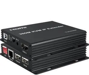 300M KVM IP Extender, HDMI Extende Over IP Rj45 Cat6 Ethernet Cable 1080P HDMI KVM Extender Muitlpoint Connect Network Switch Support Mouse Keyboard for PC DVR TV (TX+RX)