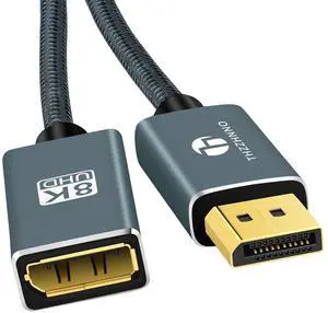 Thzzhnno DisplayPort Extension Cable 5FT, DisplayPort 8K Male to Female Cable, DP to DP Extended Cord Supports 8K@60Hz,4K@120Hz for Gaming Monitor, Graphics, PC