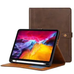 Miieadoo Case for iPad Air 6th/5th/4th Generation 10.9/11 inch 2024/2022/2020 iPad Pro11 inch 3nd/2rd/1st Gen Leather IPad Case with Built-in Pencil Holder Card Slots Protective Cover - Brown
