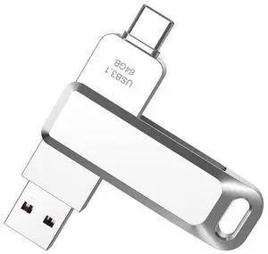 Generic USB C Flash Drive 3.1 External Storage Data 2 in 1 Cle USB Connection Port USB and USB C Compatible with PC/Android IPhone/Laptop/Tablet (64, GB)