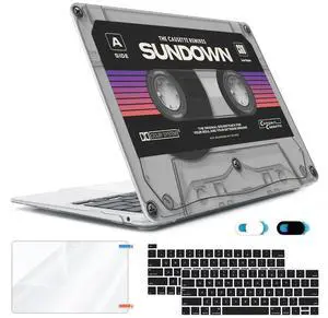 HOHAIYOO Compatible with MacBook Pro 13 inch Case M2 2024 2023 2022-2016 A2338 M1 A2251 A2289 A2159 A1989 A1706, Plastic Hard Shell Case & Keyboard Cover & Screen Protector&Webcam Cover, Cassette Tape