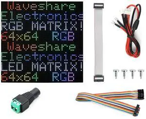Waveshare Flexible RGB Full-Color LED Matrix Panel, 3mm Pitch, 64×64 Pixels, Adjustable Brightness and Bendable PCB, Compatible with Raspberry Pi 5/4B/3B/Zero/Zero W/Zero 2W/Pico/Pico W/Pico WH