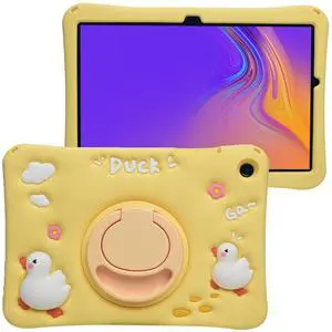 Cartoon Case for iPad 10.9" 2022MONEHOYSY Cute Soft Silicone Kickstand [Drop Proof,Shock Proof,Anti Slip] Back Stand Cover Case for Kids Children Teens Girls Boys (Gaga Duck)