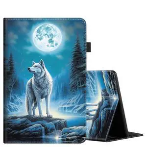 Case for All-New Amazon Fire HD 10 and 10 Plus Tablet (13th/11th Generation, 2023/2021 Release) 10.1", Multi-Angle Smart Stand Cover Auto Sleep/Wake, Wolf Under The Moon