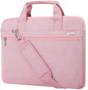 Voova Laptop Sleeve Shoulder Bag Case 14-15.6'', Upgrade Protective Carry Briefcase Compatible with MacBook Pro 16 15, Surface Book 3/2 15,Asus Acer Dell Hp Chromebook for Women Girls Men Boys,Pink