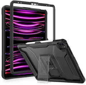 VIKESI Kickstand Protective Case for iPad Pro 12.9 6th / 5th / 4th / 3rd Generation (2022/2021/2020/2018 Released), Matte Frosted Scratch Resistant Back, TPU Shockproof Frame, Black