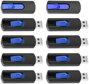 VICFUN 10 Pack 32GB USB Flash Drives USB 2.0 Flash Drive Slide Retractable USB Memory Stick 32GB, Blue