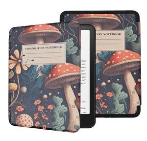 Case for All-New 6" Kindle (11th Generation, 2022/2024 Release), Premium Lightweight PU Leather Book Cover with Auto Wake/Sleep, Hand Strap, Cute Mushroom