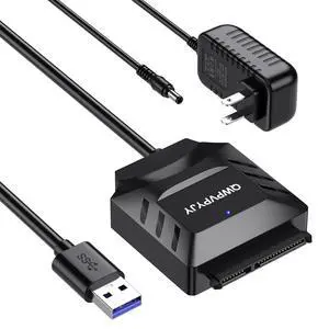 QWPVPYJY SATA to USB Adapter - 2.5/3.5 inch HDD/SSD USB 3.0 Reader, External Hard Drive Adapter, 3.5 inch SSD Need 12V/2A Power Supply