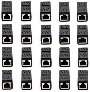 YOQXHY RJ45 Cat5 Couplers, (20 Pack) in Line Coupler Cat5 Cat5e Cat6 Cat7 Ethernet Cable 8P8C Extender Adapter Female to Female, Black