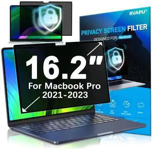 RVAPU for Macbook Pro 16 inch Privacy Screen Protector Removable Anti Glare Peeping Anti Blue Light Privacy Filter Shield for Mac 16.2 Inch (2021-2024) Laptop