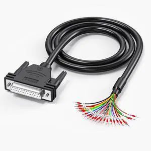 JUXINICE DB25 Female to Bare Wire with Cable Marker 3.3ft,D-SUB 25-Pin Connector RS232 Serial to Bare Wire Cable,25 Wire All Provided with Wiring Terminals -Black