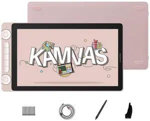 HUION Kamvas 13 (Gen 3) Drawing Tablet with Screen, Full-Laminated Graphic Tablet with Anti-Sparkle Canvas Glass, PenTech 4.0, 16384 Pen Pressure, Dual Dial & 5 Custom Keys for PC, Mac, Android, Pink