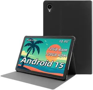 Android 15 Tablet, 11 Inch Tablets, Android Tablet for Adults with Case, 12GB RAM 128GB ROM (1TB Expandable), T606 Octa-Core, 8000mAh Battery, 5G WiFi, 13MP Camera, 18W Fast Charging