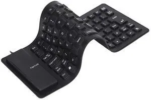Roll-up Silicone Keyboard, Fully Sealed Silent Soft Keyboard Lightweight Portable USB Wired Keyboard 85 Keys Foldable Waterproof Flexible Keyboard(Black)