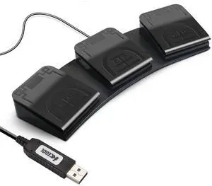 iKKEGOL Upgraded USB Triple Foot Pedal Mechanical Switch Control 3 Three Key Footswitch Program Customized Computer Keyboard Mouse Programmable Game Transcription Music Page Turner Action HID