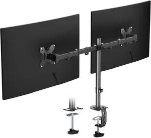 Pholiten Dual Monitor Stand, Heavy Duty Adjustable Monitor Arm Desk Mount for 2 Screens up to 32 Inches, Tilt, Swivel, Rotate, Supports Tilt, Swivel, Rotate, Supports 22 lbs per Monitor Arm