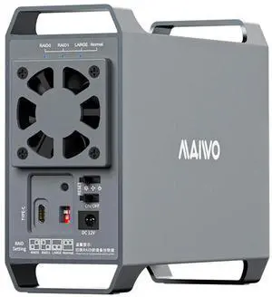 MAIWO Dual Bay RAID Enclosure for 2.5/3.5" SATA Drive with Cooling Fan, USB-C 3.1 SATAEnclosure for 48TB Capacity Expansion, 4 RAIDsMode(1/0/JBOD/NORMAL)