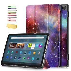 UUcovers Slim Case for Amazon Kindle Fire Max 11 Tablet (13th Generation, 2023 Release) Trifold Lightweight Hard Shell PU Leather Stand Folio Protective Cover with Auto Wake/Sleep, Galaxy Rainbow