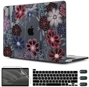 CISSOOK Compatible with MacBook Pro 13 inch Case 2025-2020 A2338 M2 M1 A2251 A2289 with Touch bar, Plastic Hard Shell Case&Keyboard Cover&Screen Protector&Webcam Cover, Texture Flowers