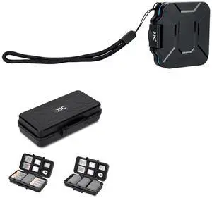 JJC Portable Micro SD TF Card Case with 3-Slot Camera Battery Memory Card Case, Water-Resistant & Anti-Shocked