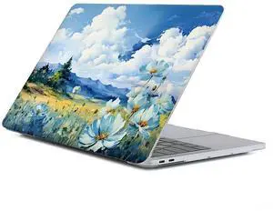 Case Compatible with MacBook Air 13 Inch 2022 2021 2020 2019 2018 Release Model A2337 M1 M2 A2681, Art Protector Cover for Air13 Retina Display with Touch ID-Mountain Peaks Flowers
