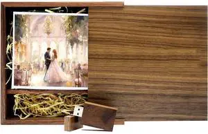 Wood USB Flash Drive with Gift Box (6.73"x6.73"x1.38") TATMOHIK 8GB USB 3.0 Wedding USB Memory for Storing Photos Walnut Wooden Thumb Drive for Keepsakes for Wedding, Birthday, Valentines Day