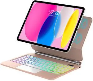 Magic Keyboard for iPad 11th 10th Generation Case with Keyboard for iPad A16 11inch 2025 & 10.9inch 2022 with Upgraded Multi-Touch Trackpad, 7-Colors Backlight, Floating Cantilever Stand Rose Gold