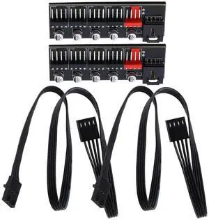 eMagTech 2pcs 5 Port PWM Fan Hub Splitter Speed Controller Adapter PC Fan Motherboard Cable or 4 Pin PWM Cooler Cooling Fan Computer Cables Connectors