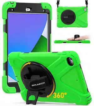 BRAECN for iPad mini 4 Case,iPad mini 5 Case,Drop Protection Rugged Protective Heavy Duty with 360 Degree Swivel Stand/Hand Strap/Shoulder Strap for iPad mini 4/5 Case(Green)