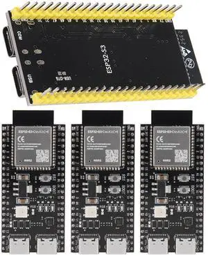 XIITIA 4pcs ESP32-S3-DevKitC-1-N8R2 ESP32-S3 Type-C Development Board Wi-Fi + Bluetooth MCU Module Integrates Complete Wi-Fi and BLE Functions ESP32-S3-WROOM Module(Pre-soldered pins)