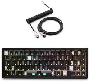 Glacier Weikav NUT65, 65% Mechanical Keyboard Kit, Wireless Tri-Mode/Wired Detachable USB-C, Hot-Swappable, Dual Gasket Mount, CNC Aluminum Case, RGB Backlight, ANSI Layout (Black, Premium Cable)