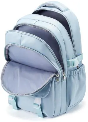 Waterproof Aesthetic Backpack For School, Cute High School Bookbag For Teen Girls Boys, Lightweight Casual Daypack Backpack For Women Men, College Backpack With Lots Of PocketsBlue