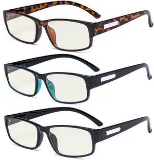 Eyekepper 3 Pack Blue Light Filter Glasses Men - Computer Screen Reading Glasses Blocking Digital Glare +0.50