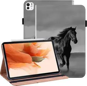 ALILANG Case for iPad Pro 13 inch 2024 (M4) with Auto Sleep/Wake, Folio Book Style Shockproof Folding Stand Cover for iPad Pro 13 inch 2024 (M4) (Model:A2925/A2926/A3007) -Black Horse
