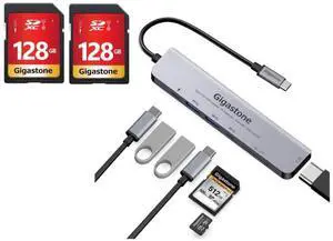 [SD/microSD Card Reader] GIGASTONE 7-in-1 USB C Hub 4K HDMI PD 100W Thunderbolt Docking Station